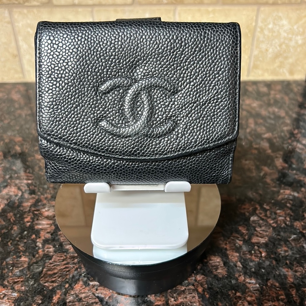 Chanel Timeless Black Caviar Compact Bifold
